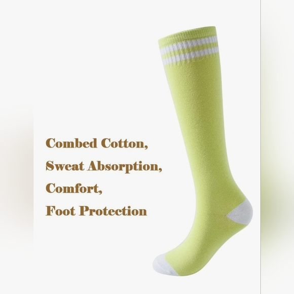 Unisex KIDS Socks Lime Green & White 6 - 10 Yrs, Knee High, Soccer, Neon, NEW - Picture 2 of 7